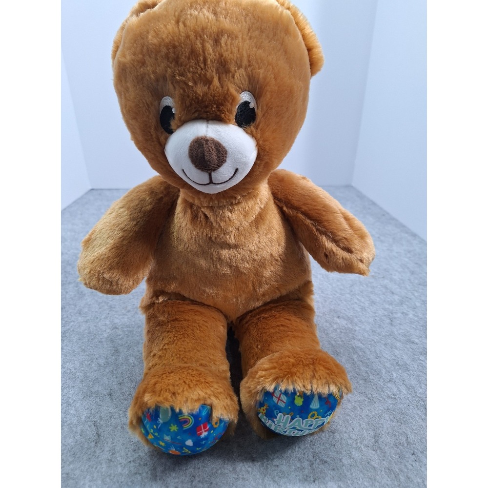 Build-A-Bear Workshop Plush Bear - Brown With Blue Happy Birthday Feet